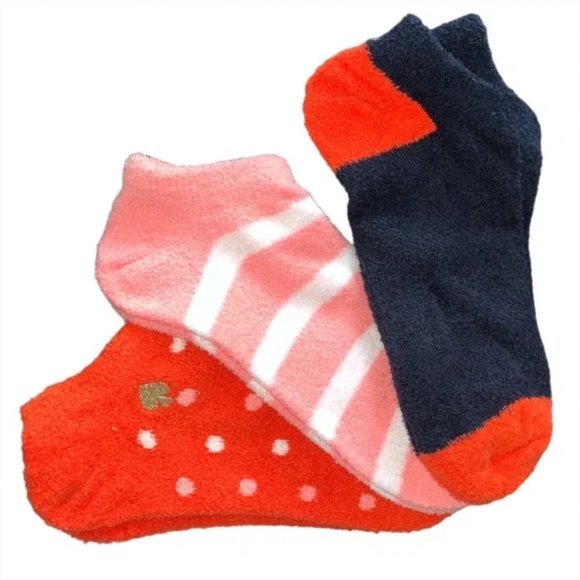 kate spade fluffy low cut ankle socks set of 3 orange polka dot nwt - Picture 1 of 2